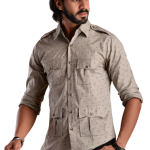 Men's Green Tint Hunting Shirt | Printed Cotton Outdoor Wear | Comfort & Style